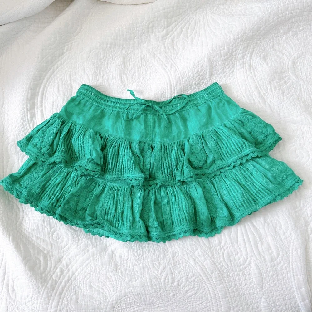 MUCHE & MUCHETTE coquette skort in emerald O/S - Picture 4 of 8